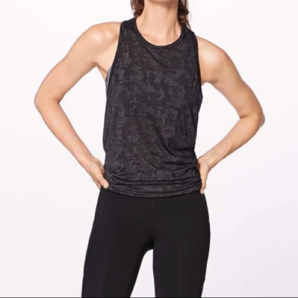 Lululemon Miles Ahead Black Camo Tank EUC